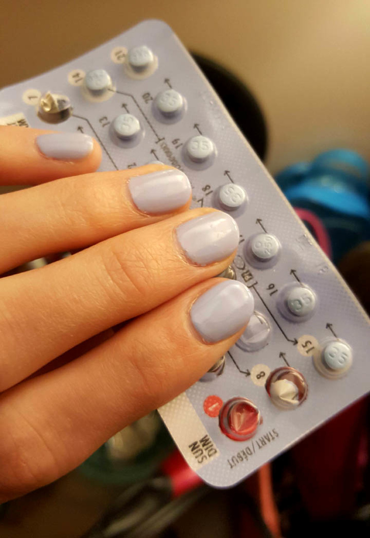 “Got my nails done for convocation and accidentally color-matched these pills.”
