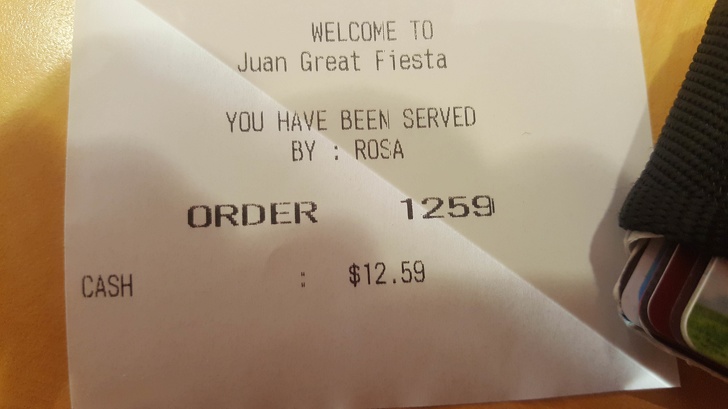 “My order number matches the price of my meal.”