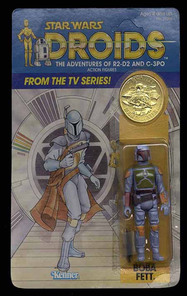 Boba Fett (Droids). If you’ve got this one lying in your mom’s basement, still in it’s packaging, you can get at least $1,000 for it.