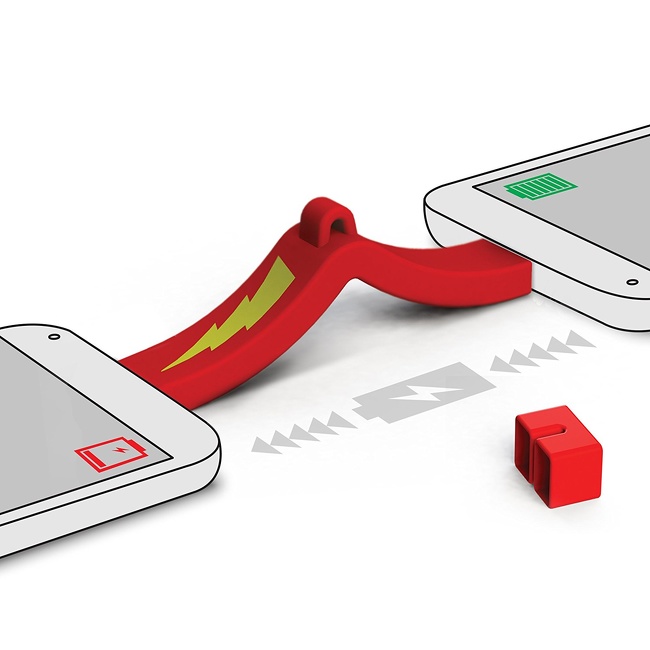 A USB phone-to-phone charger that allows you to transfer battery power from one phone to another