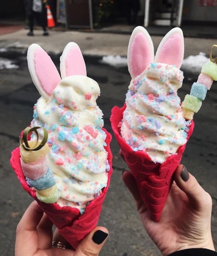 Ice cream with rabbit ears