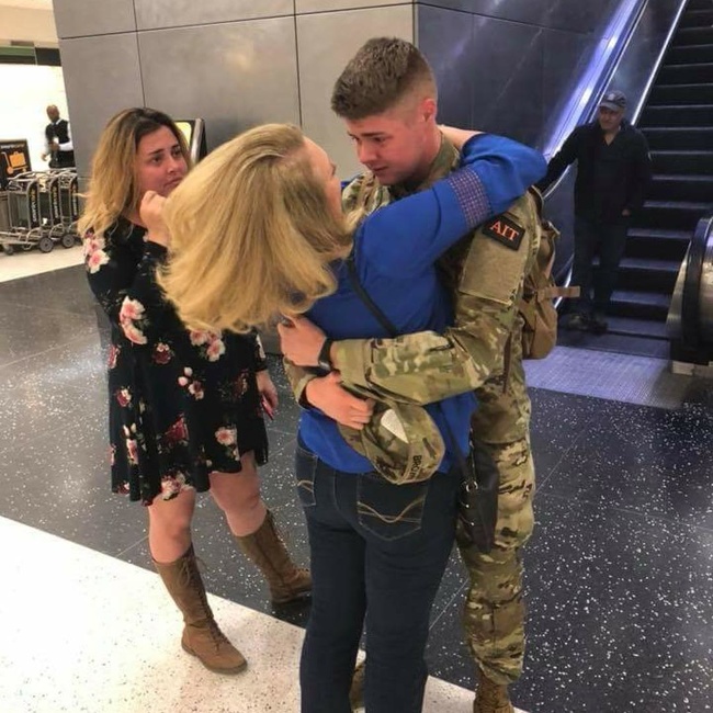 "Just really happy to see my mom after 6 months of training."