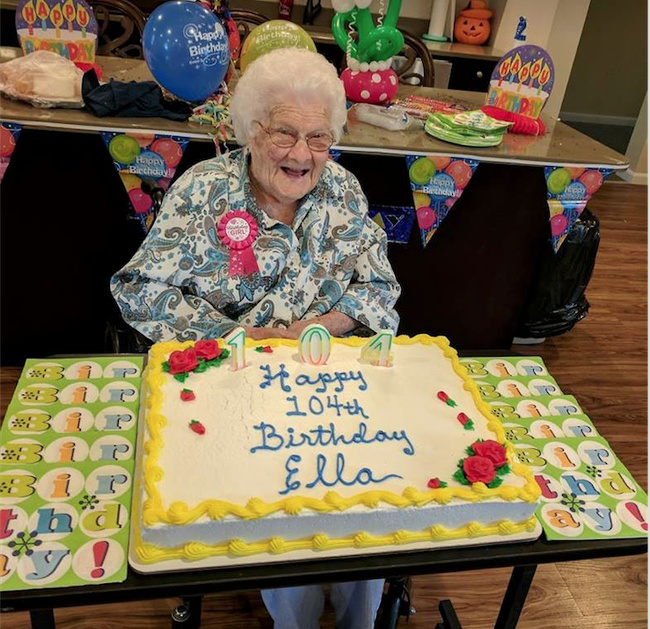 "Granny celebrating her 104th birthday!"