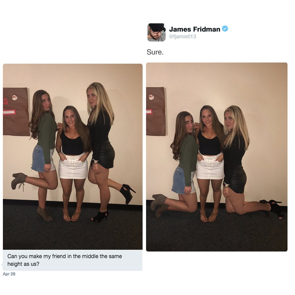 james fridman portugues - James Fridman Sure. Can you make my friend in the middle the same height as us? Apr 28