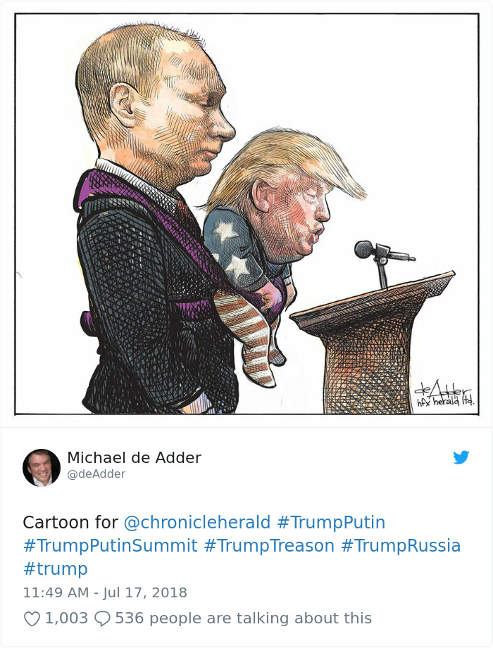 funny cartoon trump putin - Desain en hf herald 144. Michael de Adder Cartoon for Putin Putin Summit Treason Russia 1,003