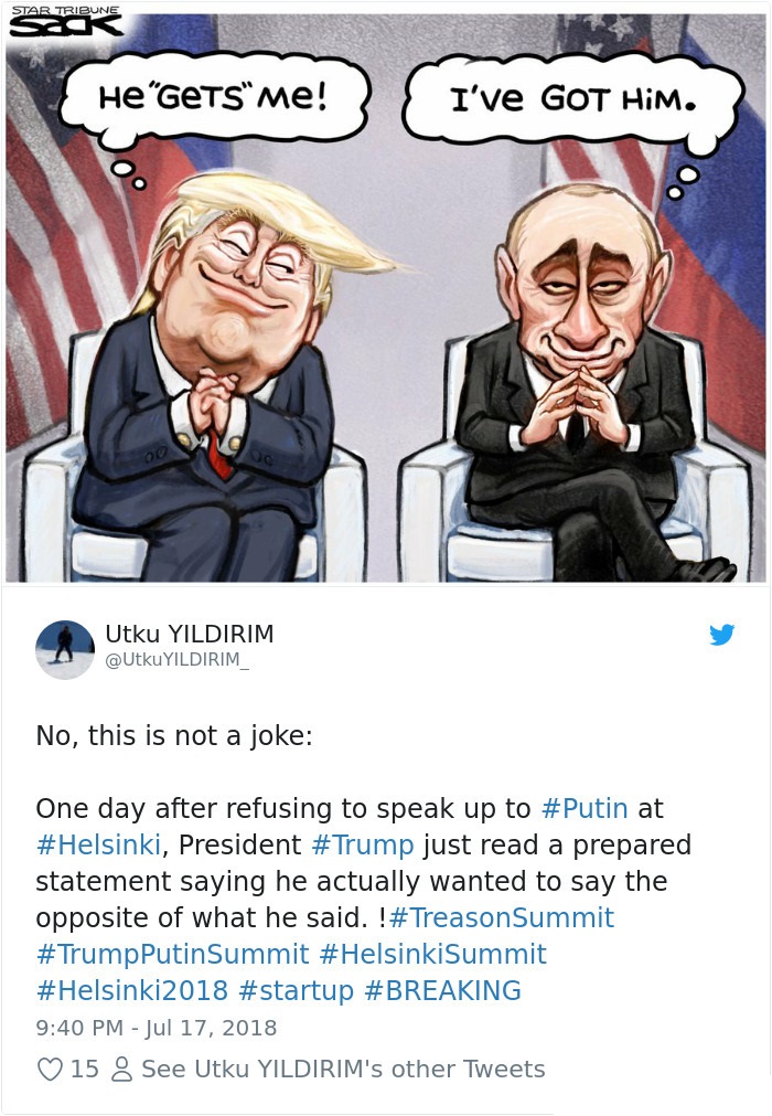 putin has trump by the balls - HEGets" me! I've Got Him. Utku Yildirim Yildirim No, this is not a joke One day after refusing to speak up to at , President just read a prepared statement saying he actually wanted to say the opposite of what he said. ! Put