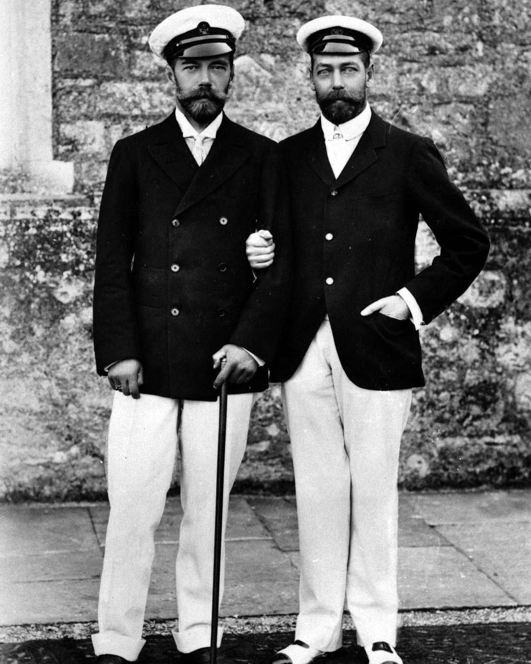 Tsar Nicholas II and his cousin, King George V, in 1904 when Nicholas was on a state visit to England