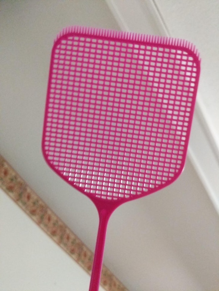 This fly swatter has a brush at the end to brush off flies left on the wall.