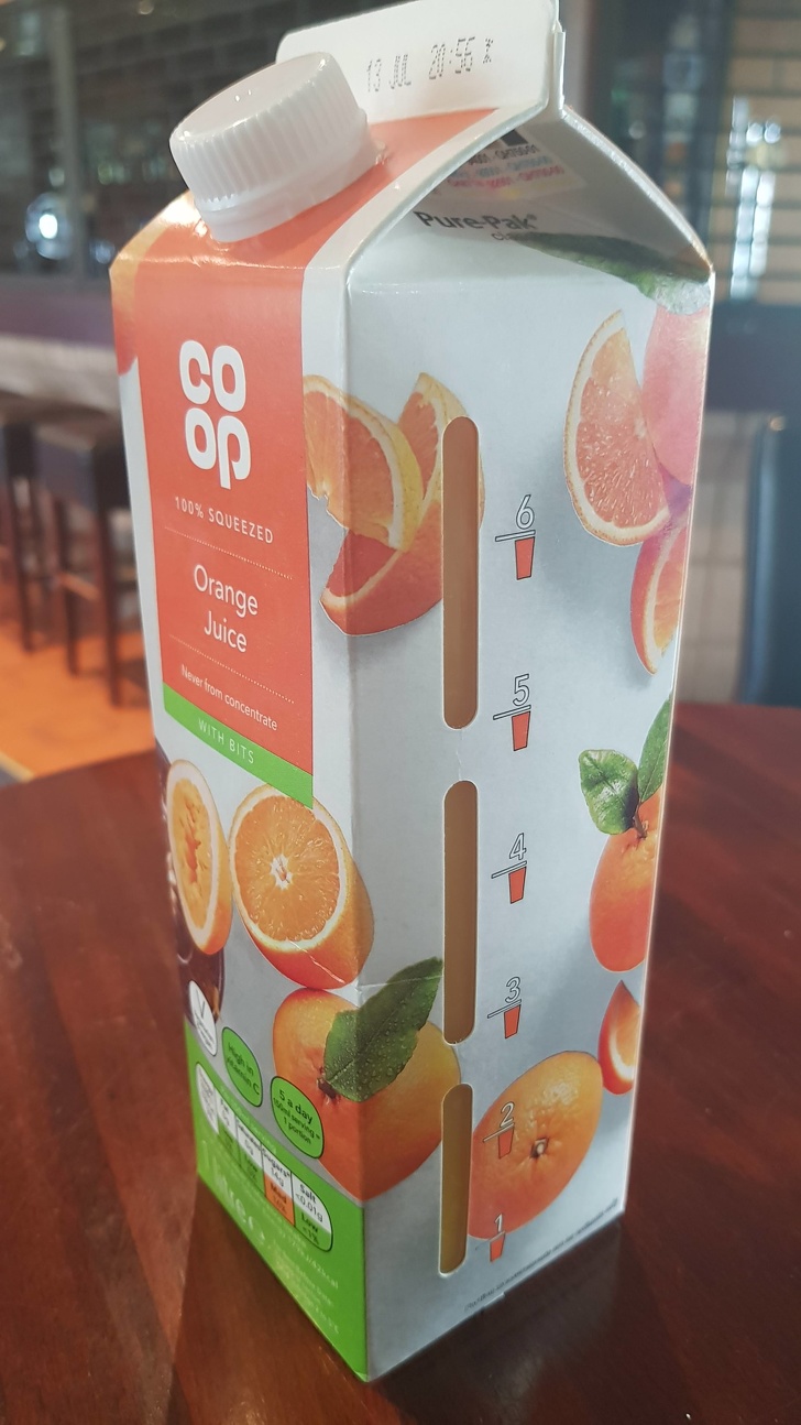 This carton has a viewing window to help judge quantity.