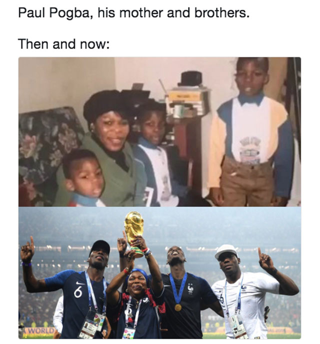 pogba then and now - Paul Pogba, his mother and brothers. Then and now Won