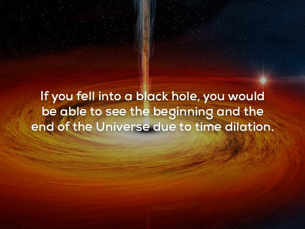 creepy fact atmosphere - If you fell into a black hole, you would be able to see the beginning and the end of the Universe due to time dilation.
