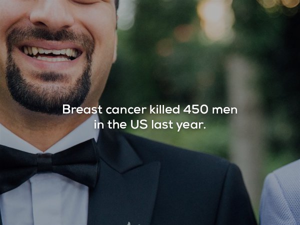 creepy fact gay men marriage - Breast cancer killed 450 men in the Us last year.