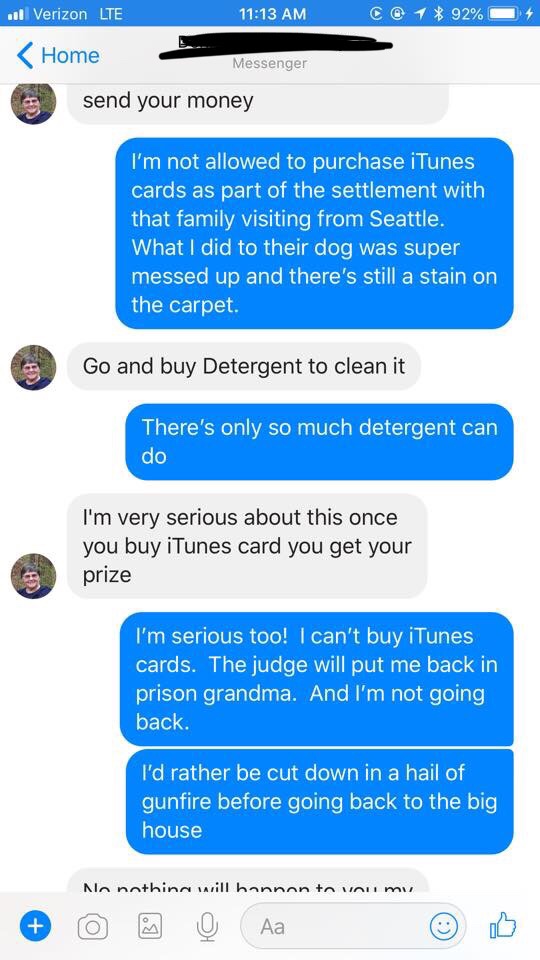 Woman Sends iTunes Scammer Through the Wringer