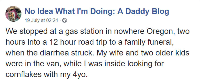 He was with his four-year-old in a gas station and had no choice but to bring her along to the bathroom