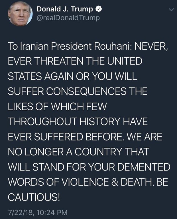 President Trump has some words for the Iranian President