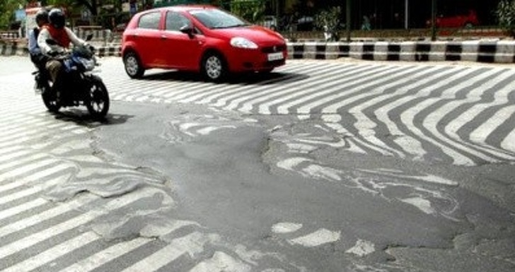 Melting road in India