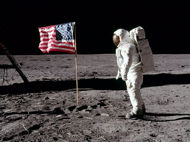 Astronauts Neil Armstrong and Edwin “Buzz” Aldrin became the first men to walk on the moon after reaching the surface in their Apollo 11 lunar module 1969