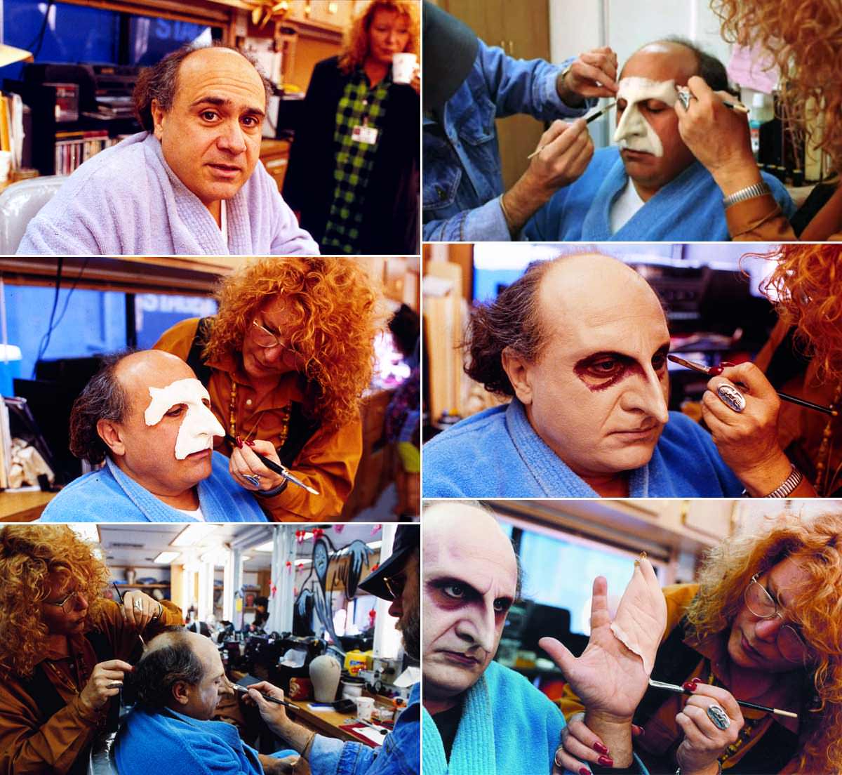 FX artist Ve Neill turning Danny DeVito into the The Penguin for Batman Returns, 1992.