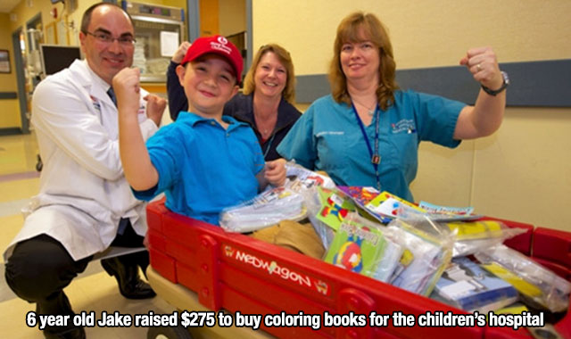 senior citizen - w neowagon 6 year old Jake raised $275 to buy coloring books for the children's hospital