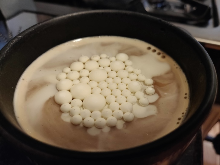 “Cream bubbles in my coffee this morning”