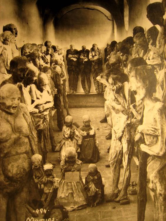 The Mummies of Guanajuato before being displayed in a tourist museum for the first time in Mexico in 1969.