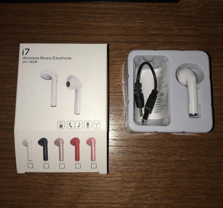 “Got cool earphones and realized there was only one piece.”