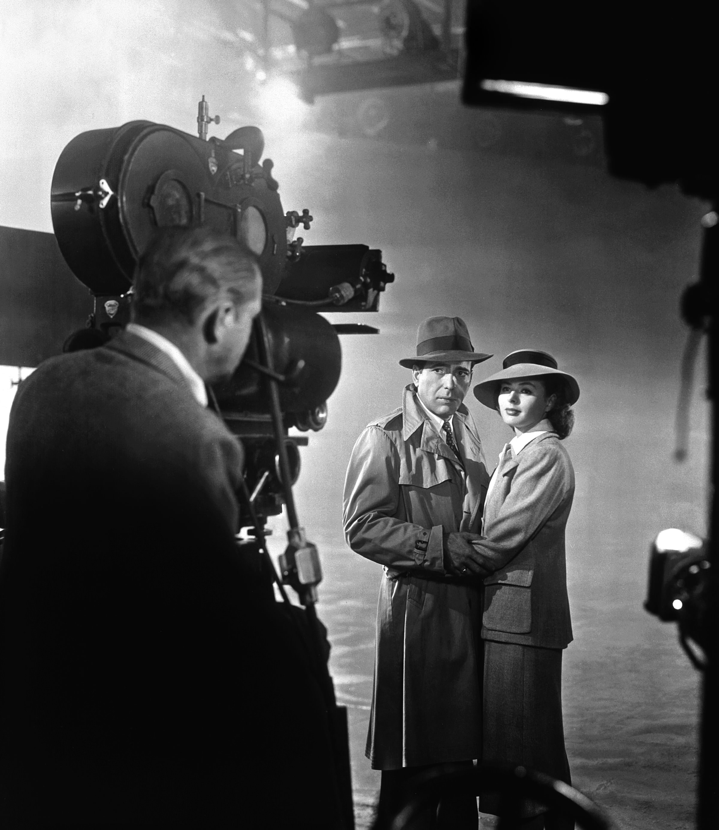 Humphrey Bogart and Ingrid Bergman receive instructions for a scene in Casablanca (1942).