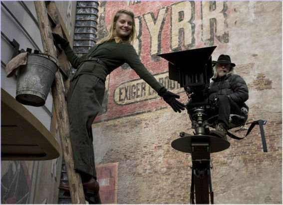 Mélanie Laurent having some fun prior to a scene in Inglourious Basterds (2009).