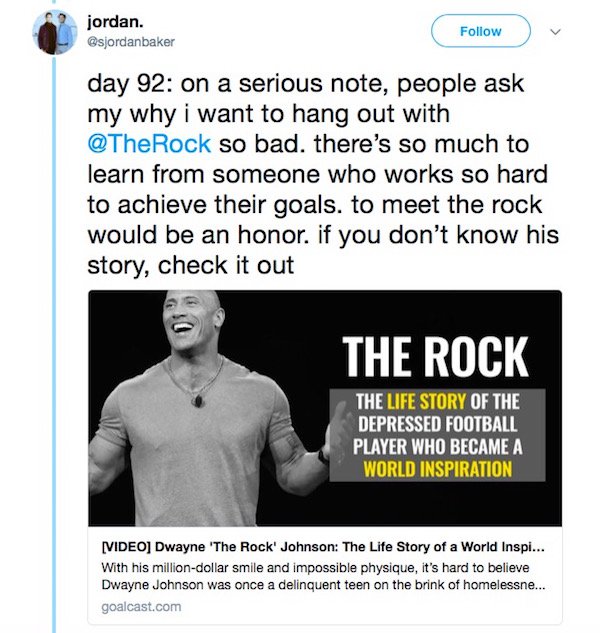 Student spends 100 days asking The Rock to be his buddy