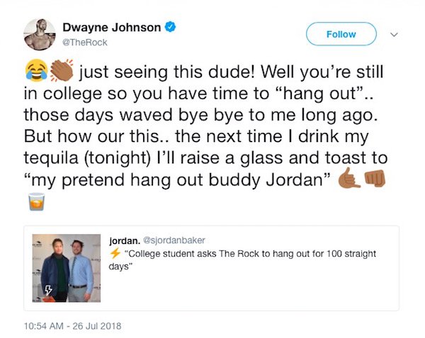 Student spends 100 days asking The Rock to be his buddy