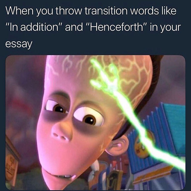 spanish memes - When you throw transition words "In addition" and "Henceforth" in your essay