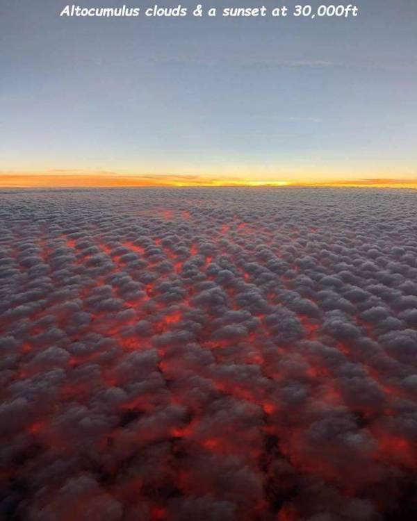 random pic clouds over california - Altocumulus clouds & a sunset at 30,000ft