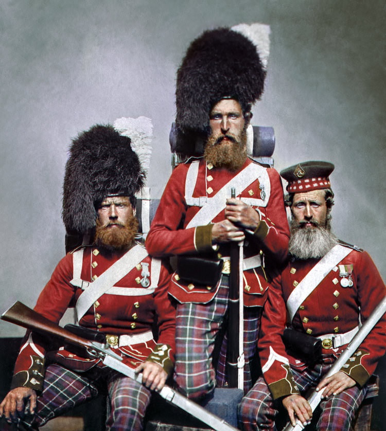 Men of 72 Highlanders who served in the Crimea: William Noble, Alexander Davison and John Harper, 1853 – 1856.