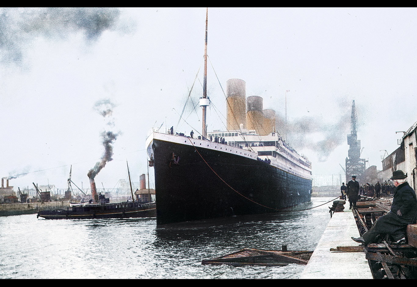 Titanic prepares to leave port, 1912.