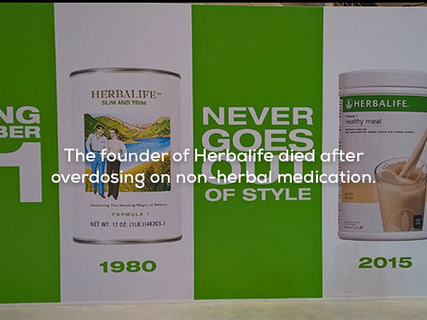carton - Herbalife Slim And Trim Herbalife athy meal Never Goes The founder of Herbalife died after overdosing on nonherbal medication. Of Style Formula Net Wt. 1702. ILB742650 1980 2015