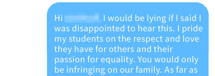 Homophobic parent gets epic response from gay teacher