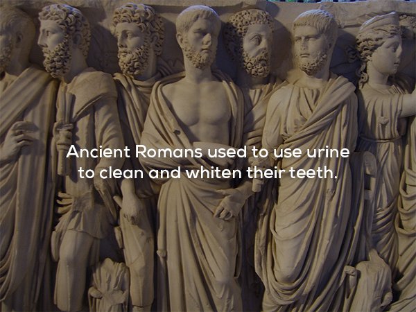 Ancient Romans used to use urine to clean and whiten their teeth.