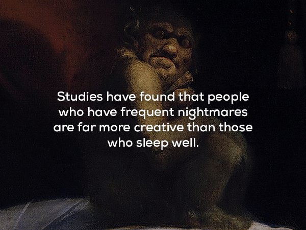 photo caption - Studies have found that people who have frequent nightmares are far more creative than those who sleep well.