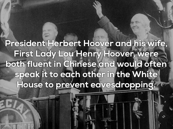 monochrome photography - President Herbert Hoover and his wife, First Lady Lou Henry Hoover, were both fluent in Chinese and would often speak it to each other in the White House to prevent eavesdropping. Ecia