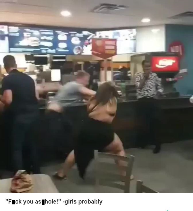 girl beating up guy gif - "Fuck you as hole!" girls probably