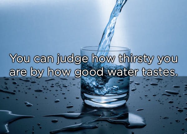 water desalination - You can judge how thirsty you are by how good water tastes.