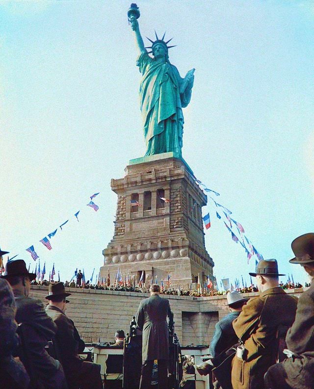 President Franklin Delano Roosevelt's address on the 50th anniversary of the Statue of Liberty. October 28, 1936.