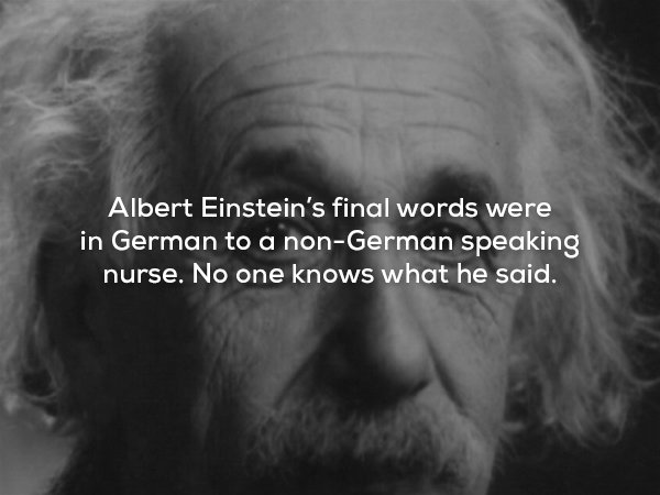 wtf facts - albert einstein - Albert Einstein's final words were in German to a nonGerman speaking nurse. No one knows what he said.
