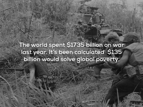 wtf facts - vietnam massacre - The world spent $1735 billion on war last year. It's been calculated $135 billion would solve global poverty.