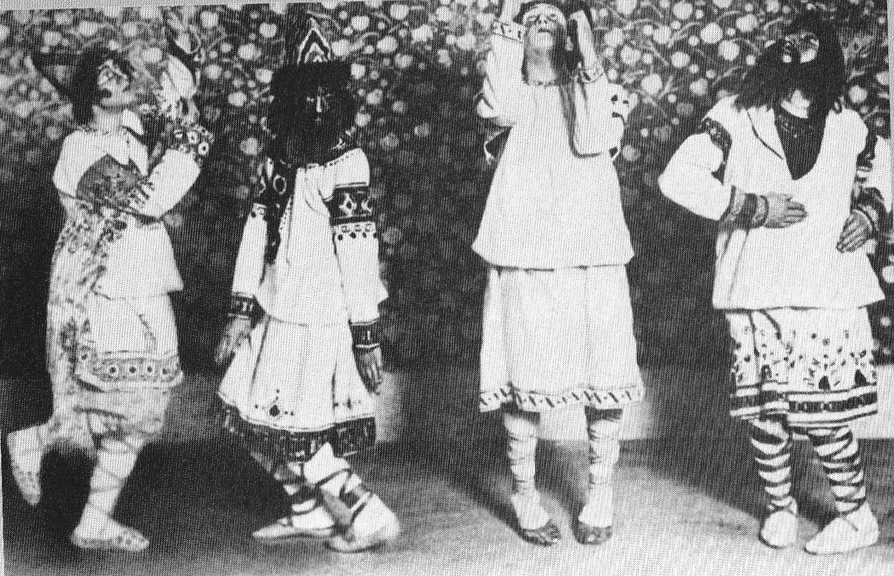 Performers pose for a promo picture for a production in Moscow, Russia in 1913.
