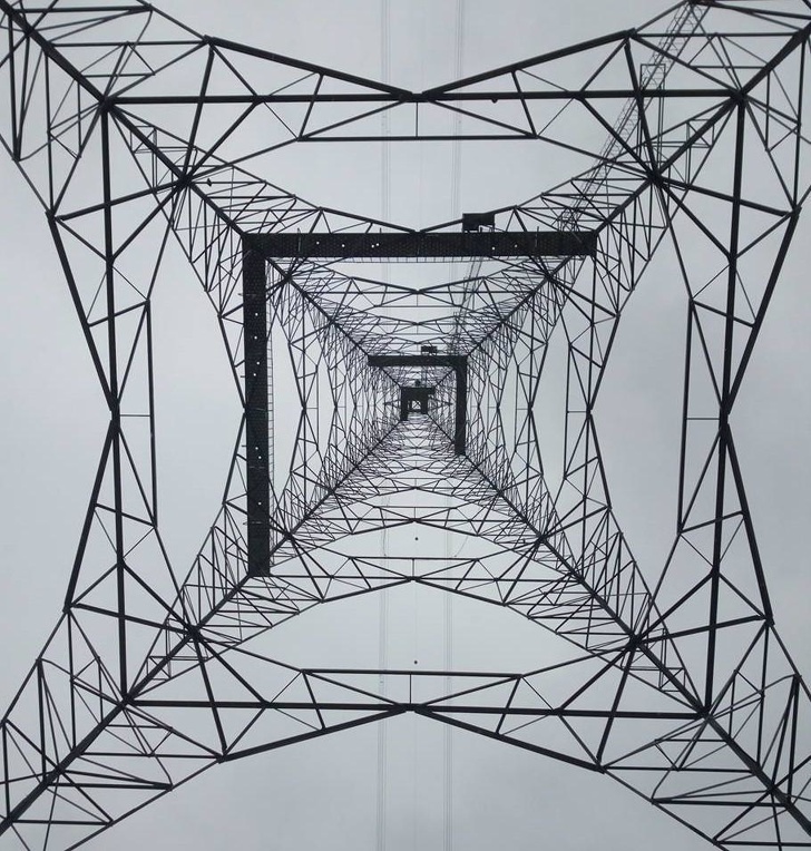 The base of a transmission tower.