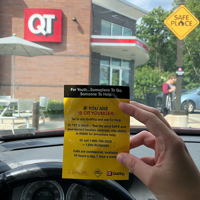 QT is a safe house for kidnapped/human traffic victims. they will hid you in a pad locked room until the police get there and every employee is trained for this situation