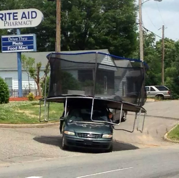 trampoline on car - Rite Aid Pharmacy Drive thru Photo Food Mart