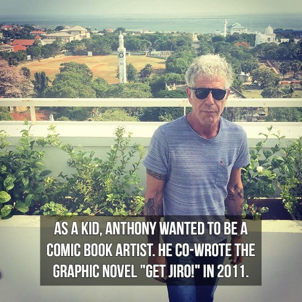 Anthony Bourdain - As A Kid, Anthony Wanted To Be A Comic Book Artist. He CoWrote The Graphic Novel "Get Jiro!" In 2011.