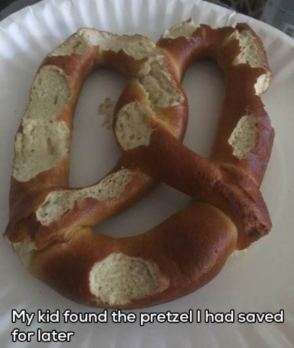 pretzel - My kid found the pretzel I had saved for later